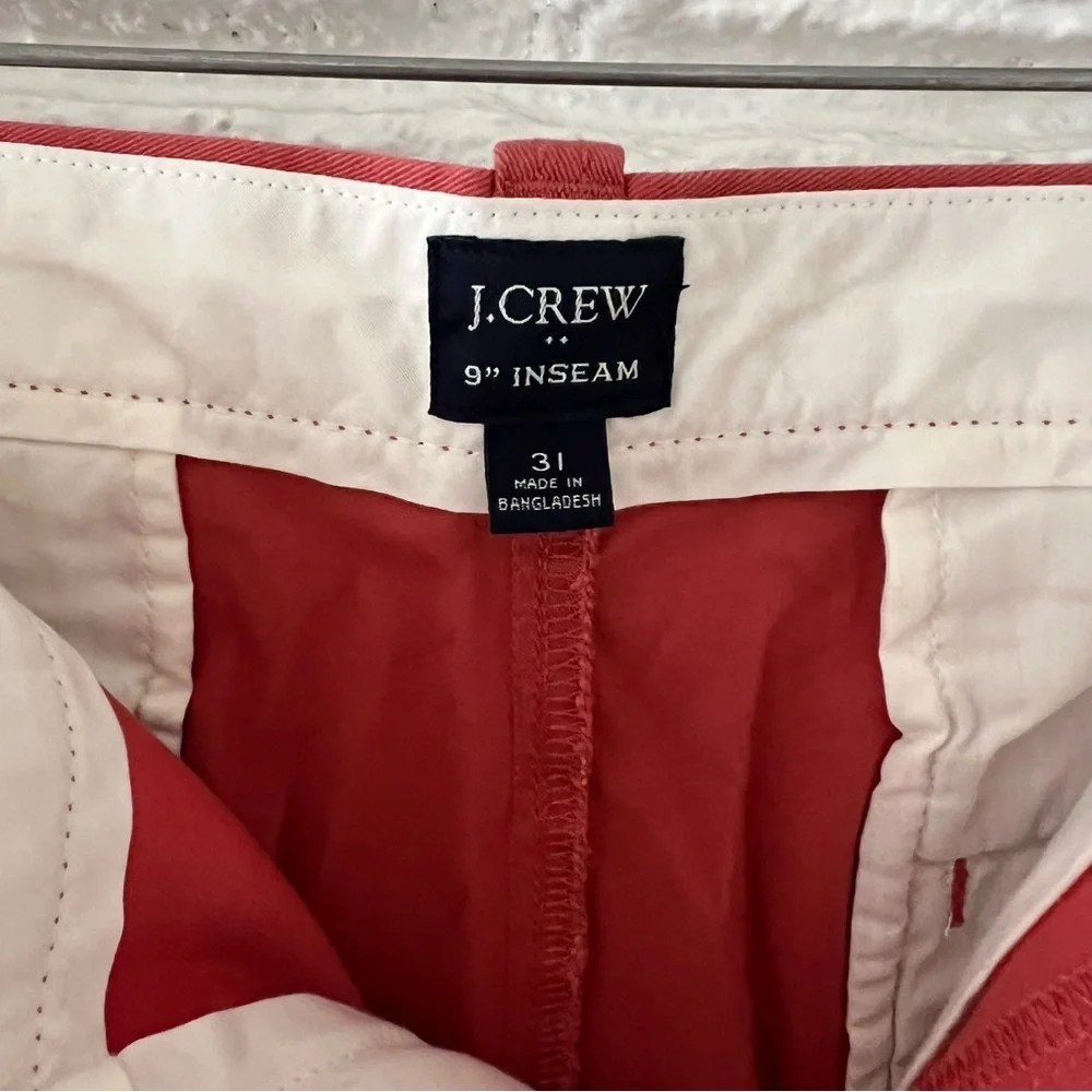 J. Crew Red Chino Shorts Flat Front Waist 31  D20
